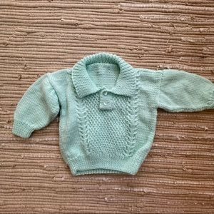 Vintage mint knit baby sweater